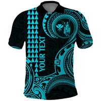 Custom Hawaii Polo Shirt Paradise of the Pacific Tribal Kakau for King Kamehameha Day - Aqua - Wonder Print Shop