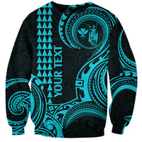 Custom Hawaii Sweatshirt Paradise of the Pacific Tribal Kakau for King Kamehameha Day - Aqua - Wonder Print Shop