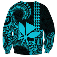 Custom Hawaii Sweatshirt Paradise of the Pacific Tribal Kakau for King Kamehameha Day - Aqua - Wonder Print Shop