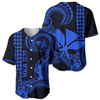 Custom Hawaii Baseball Jersey Paradise of the Pacific Tribal Kakau for King Kamehameha Day - Blue LT9 - Wonder Print Shop