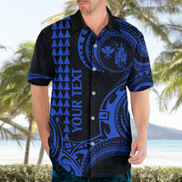 Custom Hawaii Hawaiian Shirt Paradise of the Pacific Tribal Kakau for King Kamehameha Day - Blue - Wonder Print Shop