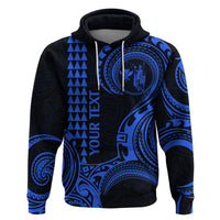 Custom Hawaii Hoodie Paradise of the Pacific Tribal Kakau for King Kamehameha Day - Blue - Wonder Print Shop