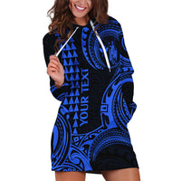 Custom Hawaii Hoodie Dress Paradise of the Pacific Tribal Kakau for King Kamehameha Day - Blue - Wonder Print Shop