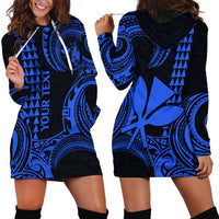 Custom Hawaii Hoodie Dress Paradise of the Pacific Tribal Kakau for King Kamehameha Day - Blue - Wonder Print Shop