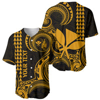 Custom Hawaii Baseball Jersey Paradise of the Pacific Tribal Kakau for King Kamehameha Day - Gold LT9 - Wonder Print Shop