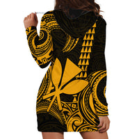 Custom Hawaii Hoodie Dress Paradise of the Pacific Tribal Kakau for King Kamehameha Day - Gold - Wonder Print Shop