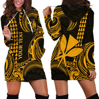 Custom Hawaii Hoodie Dress Paradise of the Pacific Tribal Kakau for King Kamehameha Day - Gold - Wonder Print Shop