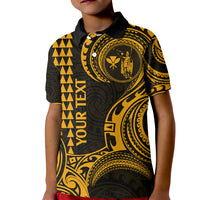 Custom Hawaii Kid Polo Shirt Paradise of the Pacific Tribal Kakau for King Kamehameha Day - Gold - Wonder Print Shop