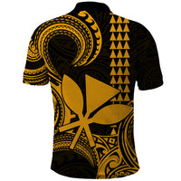 Custom Hawaii Polo Shirt Paradise of the Pacific Tribal Kakau for King Kamehameha Day - Gold - Wonder Print Shop