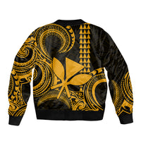 Custom Hawaii Sleeve Zip Bomber Jacket Paradise of the Pacific Tribal Kakau for King Kamehameha Day - Gold - Wonder Print Shop