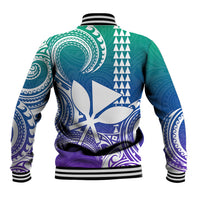 Custom Hawaii Baseball Jacket Paradise of the Pacific Tribal Kakau for King Kamehameha Day - Gradient LT9 - Wonder Print Shop