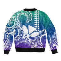 Custom Hawaii Sleeve Zip Bomber Jacket Paradise of the Pacific Tribal Kakau for King Kamehameha Day - Gradient - Wonder Print Shop
