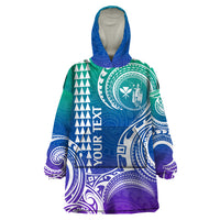 Custom Hawaii Wearable Blanket Hoodie Paradise of the Pacific Tribal Kakau for King Kamehameha Day - Gradient - Wonder Print Shop