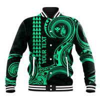 Custom Hawaii Baseball Jacket Paradise of the Pacific Tribal Kakau for King Kamehameha Day - Green LT9 - Wonder Print Shop