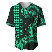 Custom Hawaii Baseball Jersey Paradise of the Pacific Tribal Kakau for King Kamehameha Day - Green LT9 - Wonder Print Shop