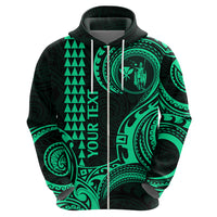 Custom Hawaii Hoodie Paradise of the Pacific Tribal Kakau for King Kamehameha Day - Green - Wonder Print Shop