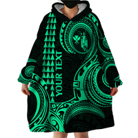 Custom Hawaii Wearable Blanket Hoodie Paradise of the Pacific Tribal Kakau for King Kamehameha Day - Green - Wonder Print Shop