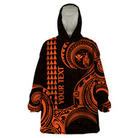 Custom Hawaii Wearable Blanket Hoodie Paradise of the Pacific Tribal Kakau for King Kamehameha Day - Orange - Wonder Print Shop