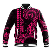 Custom Hawaii Baseball Jacket Paradise of the Pacific Tribal Kakau for King Kamehameha Day - Pink LT9 - Wonder Print Shop