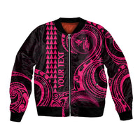 Custom Hawaii Bomber Jacket Paradise of the Pacific Tribal Kakau for King Kamehameha Day - Pink LT9 - Wonder Print Shop