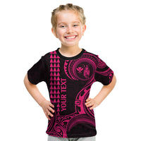 Custom Hawaii Kid T Shirt Paradise of the Pacific Tribal Kakau for King Kamehameha Day - Pink - Wonder Print Shop