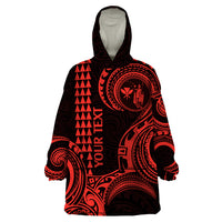 Custom Hawaii Wearable Blanket Hoodie Paradise of the Pacific Tribal Kakau for King Kamehameha Day - Red - Wonder Print Shop