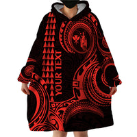 Custom Hawaii Wearable Blanket Hoodie Paradise of the Pacific Tribal Kakau for King Kamehameha Day - Red - Wonder Print Shop