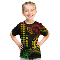 Custom Hawaii Kid T Shirt Paradise of the Pacific Tribal Kakau for King Kamehameha Day - Reggae - Wonder Print Shop