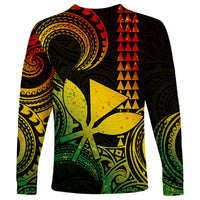Custom Hawaii Long Sleeve Shirt Paradise of the Pacific Tribal Kakau for King Kamehameha Day - Reggae - Wonder Print Shop