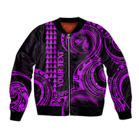 Custom Hawaii Bomber Jacket Paradise of the Pacific Tribal Kakau for King Kamehameha Day - Purple LT9 - Wonder Print Shop