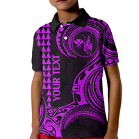Custom Hawaii Kid Polo Shirt Paradise of the Pacific Tribal Kakau for King Kamehameha Day - Purple - Wonder Print Shop