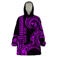 Custom Hawaii Wearable Blanket Hoodie Paradise of the Pacific Tribal Kakau for King Kamehameha Day - Purple - Wonder Print Shop