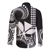 Custom Hawaii Long Sleeve Button Shirt Paradise of the Pacific Tribal Kakau for King Kamehameha Day - White - Wonder Print Shop
