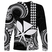 Custom Hawaii Long Sleeve Shirt Paradise of the Pacific Tribal Kakau for King Kamehameha Day - White - Wonder Print Shop