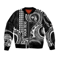 Custom Hawaii Sleeve Zip Bomber Jacket Paradise of the Pacific Tribal Kakau for King Kamehameha Day - White - Wonder Print Shop