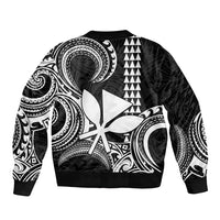 Custom Hawaii Sleeve Zip Bomber Jacket Paradise of the Pacific Tribal Kakau for King Kamehameha Day - White - Wonder Print Shop
