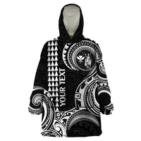 Custom Hawaii Wearable Blanket Hoodie Paradise of the Pacific Tribal Kakau for King Kamehameha Day - White - Wonder Print Shop