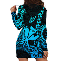Custom Happy King Kamehameha Day Hawaii Hoodie Dress Paradise of the Pacific Tribal Kakau with Kanaka Maoli - Aqua - Wonder Print Shop