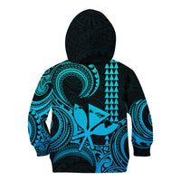Custom Happy King Kamehameha Day Hawaii Kid Hoodie Paradise of the Pacific Tribal Kakau with Kanaka Maoli - Aqua - Wonder Print Shop