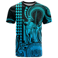 Custom Happy King Kamehameha Day Hawaii T Shirt Paradise of the Pacific Tribal Kakau with Kanaka Maoli - Aqua - Wonder Print Shop