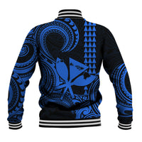 Custom Happy King Kamehameha Day Hawaii Baseball Jacket Paradise of the Pacific Tribal Kakau with Kanaka Maoli - Blue LT9 - Wonder Print Shop