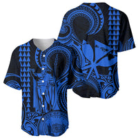 Custom Happy King Kamehameha Day Hawaii Baseball Jersey Paradise of the Pacific Tribal Kakau with Kanaka Maoli - Blue LT9 - Wonder Print Shop