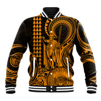 Custom Happy King Kamehameha Day Hawaii Baseball Jacket Paradise of the Pacific Tribal Kakau with Kanaka Maoli - Gold LT9 - Wonder Print Shop