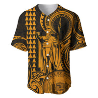 Custom Happy King Kamehameha Day Hawaii Baseball Jersey Paradise of the Pacific Tribal Kakau with Kanaka Maoli - Gold LT9 - Wonder Print Shop