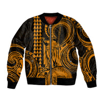 Custom Happy King Kamehameha Day Hawaii Bomber Jacket Paradise of the Pacific Tribal Kakau with Kanaka Maoli - Gold LT9 - Wonder Print Shop