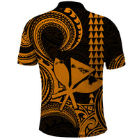 Custom Happy King Kamehameha Day Hawaii Polo Shirt Paradise of the Pacific Tribal Kakau with Kanaka Maoli - Gold - Wonder Print Shop