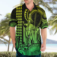 Custom Happy King Kamehameha Day Hawaii Hawaiian Shirt Paradise of the Pacific Tribal Kakau with Kanaka Maoli - Lime - Wonder Print Shop