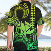 Custom Happy King Kamehameha Day Hawaii Hawaiian Shirt Paradise of the Pacific Tribal Kakau with Kanaka Maoli - Lime - Wonder Print Shop
