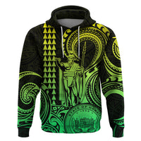 Custom Happy King Kamehameha Day Hawaii Hoodie Paradise of the Pacific Tribal Kakau with Kanaka Maoli - Lime - Wonder Print Shop