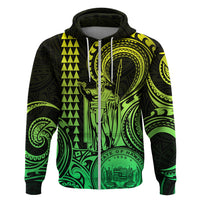 Custom Happy King Kamehameha Day Hawaii Hoodie Paradise of the Pacific Tribal Kakau with Kanaka Maoli - Lime - Wonder Print Shop